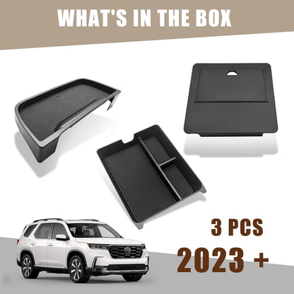 Muslogy Center Console Organizer Compatible with Honda Pilot 2023 2024 2025 2026, 2024-2026 Ridgeline/Passport Center Console Storage Box Divider Inserts Interior Accessories ABS Material(Gray)