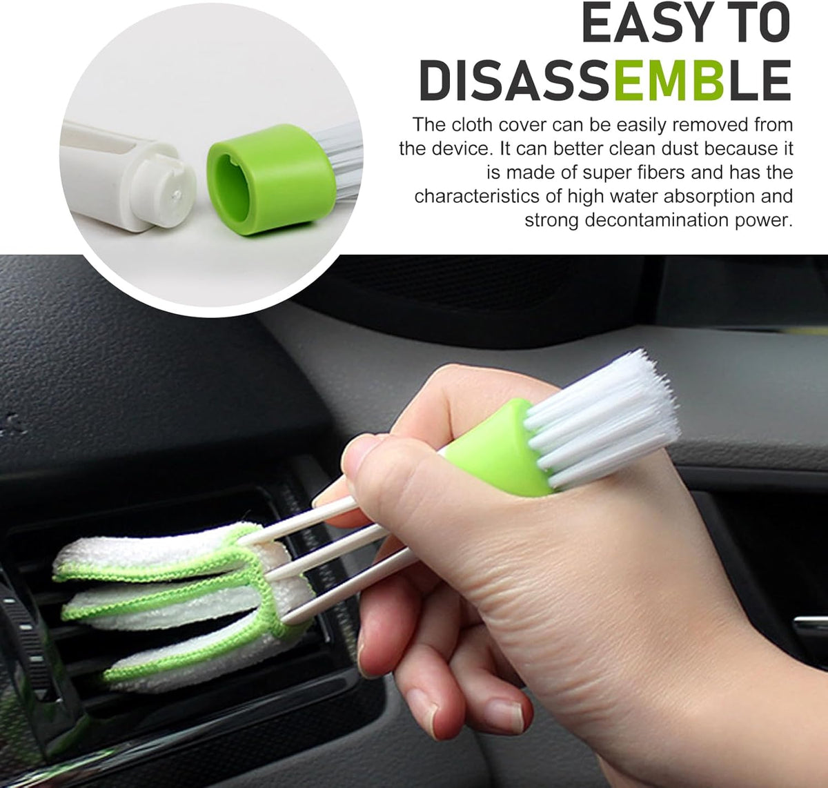 Set of 3 Mini Duster for Car Air Vent, 3 Arms Blinds Duster, Automotive Air Conditioner Cleaner and Brush, Cleaning Tools for Window Blinds, Keyboard, Air Conditioner Vents, Fans (Green)