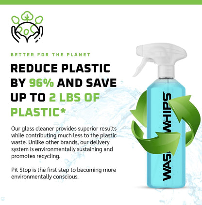 WASH&WHIPS Glass Cleaner Effervescent Tablets w/Empty 16 oz Spray Bottle (Makes 5 Gal/20L/ 40 Bottles)