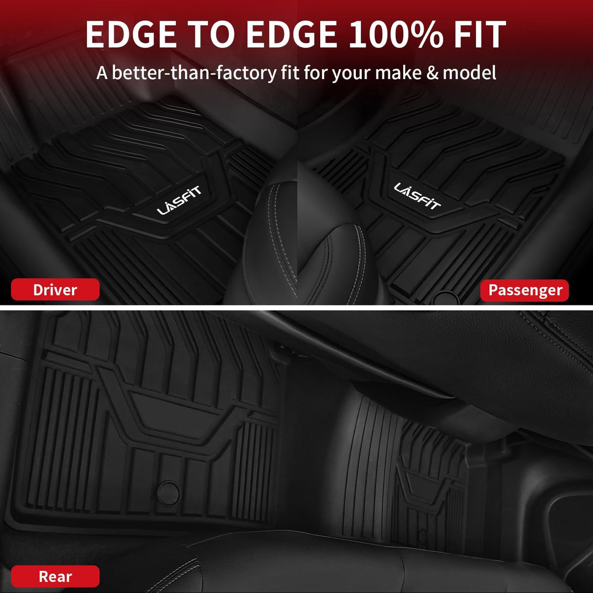 LASFIT Floor Mats Fits for Hyundai Sonata 2020-2026 (Only for FWD & Gas) & Kia K5 2021-2025 (Only for FWD) Custom Fit TPE All Weather Floor Liners Car Mats Accessories, Black