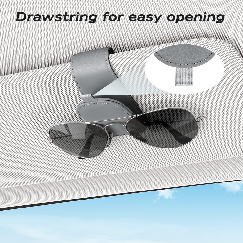 Sotfamily Sunglass Holder for Car Visor, Suede Cloth Magnetic Sunglass Organizer for Car Accessories, 2 Packs, Black