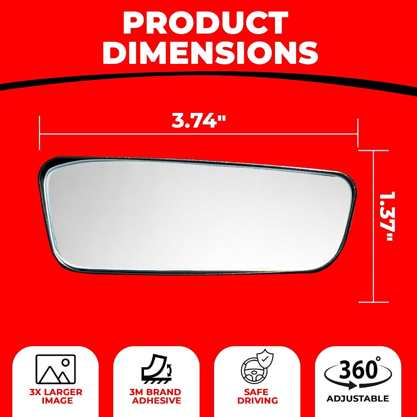 Utopicar Long Blind Spot Car Mirror Aesthetic Convex Mirrors 5.3” x 1.3” - Side Mirror Engineered Design - Up & Down Adjustable - Blind Spot Rear View Mirrors for Car (2-Pack)