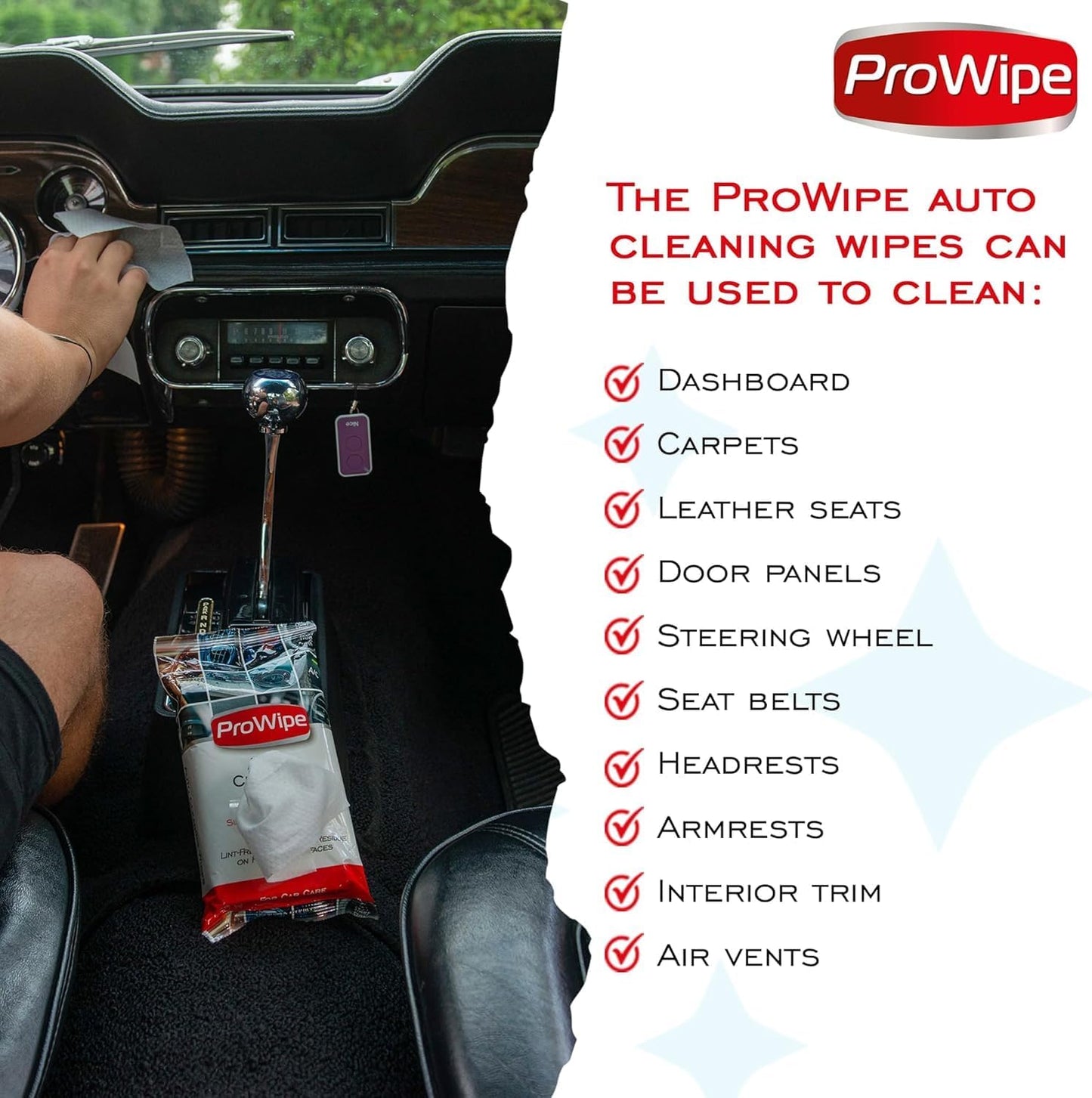 Car Cleaning Wipes - Car Interior Cleaner, Dashboard Cleaner, 1x40 Count Residue-Free Wipes for Interior Surfaces, From Dashboard to Leather Seats, Must Have Accessories