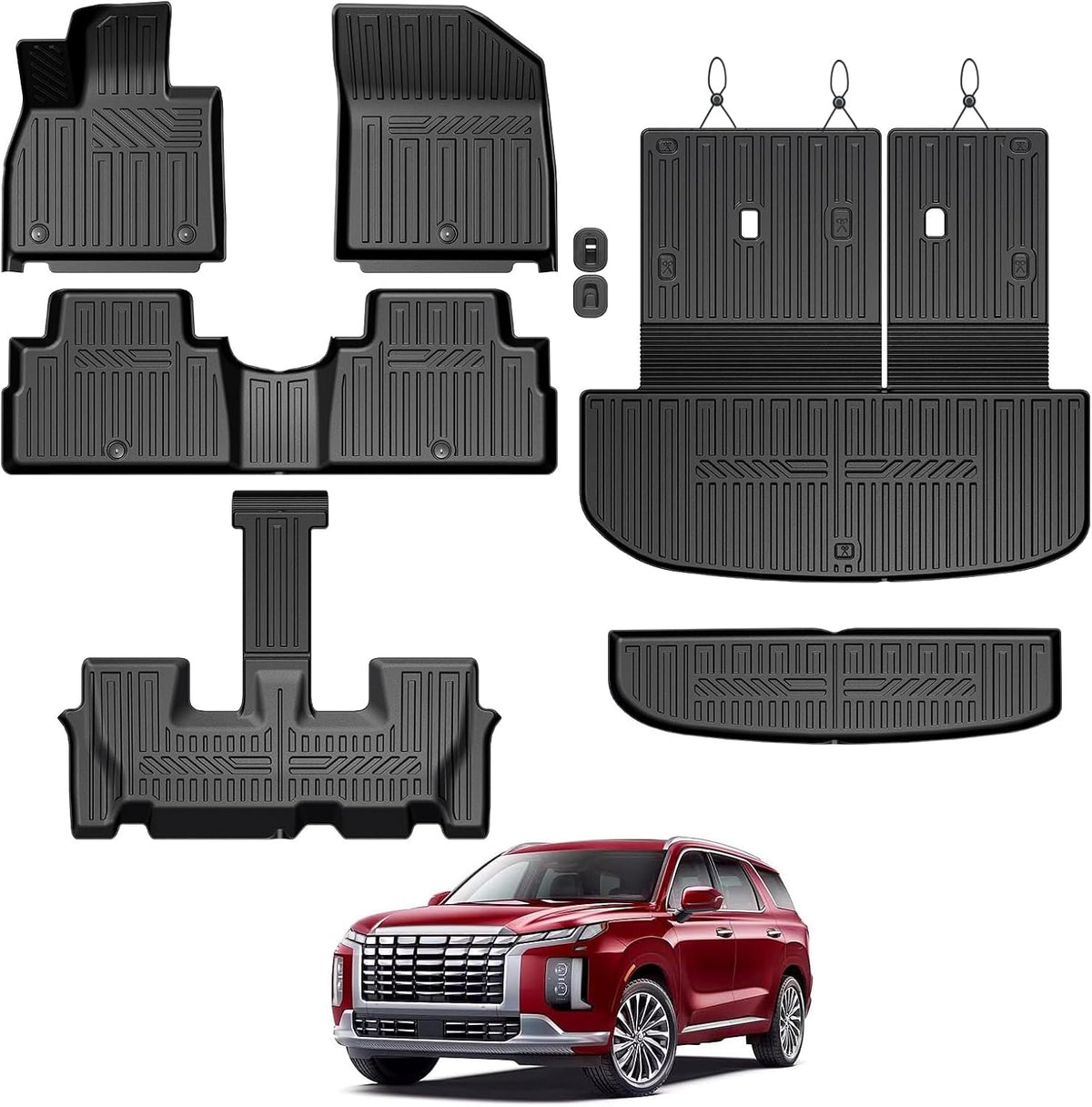 Floor Mats for Hyundai Elantra Gas 2021-2026, All Weather Floor Mats Trunk Cargo Liner and Door Sill Guards Accessories, Full Coverage Set (Not fit Hybrid Models)