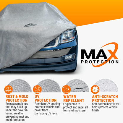 Armor All Heavy Duty Premium All-Weather SUV Car Cover by Season Guard; Max Protection from Sun Rain Wind & Snow for SUV or CUV up to 205" in Length; Indoor & Outdoor Covers; Grey