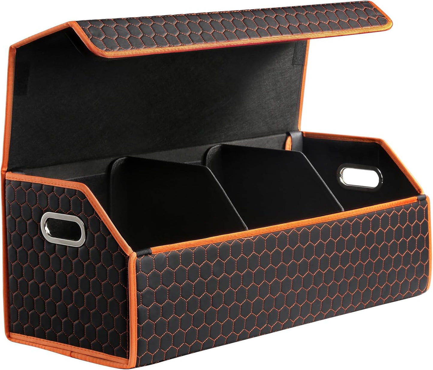 Fyzeoty Car Organizers for Trunk for Suv Sedan, Leather Storage Box,Magnetic Lid,Collapsible and Adjustable,16.5 inches