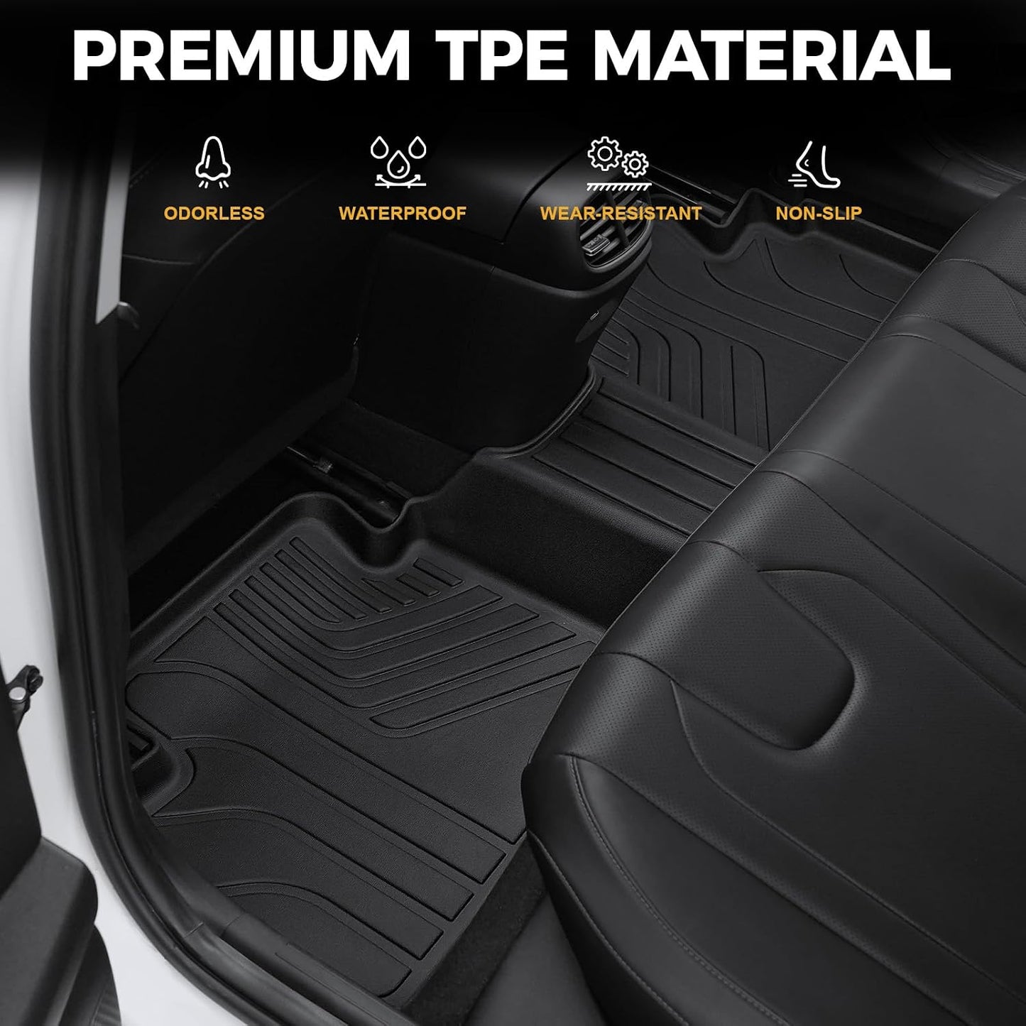 Floor Mats for Hyundai Elantra Gas 2021-2026, All Weather Floor Mats Trunk Cargo Liner and Door Sill Guards Accessories, Full Coverage Set (Not fit Hybrid Models)