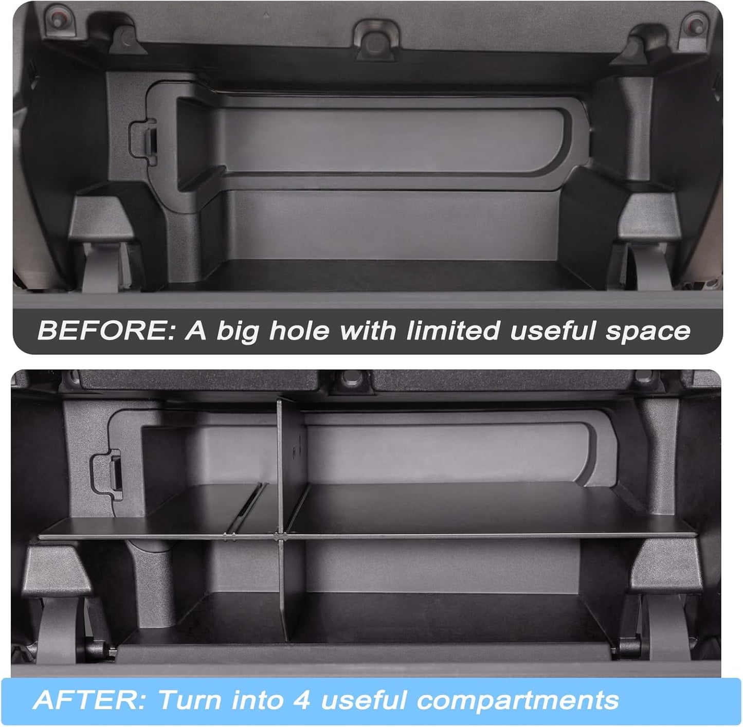 JKCOVER Compatible with Toyota Tacoma Glove Box Dividers Organizer 2016 2017 2018 2019 2020 2021 2022 2023 Accessories,Insert Box ABS Secondary Storage