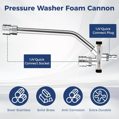 Foam Cannon for Pressure Washer, Industrial Car Wash Foam Sprayer with 1/4 Inch Quick Connector, Adjustable Soap Cannon with 5 Pressure Washer Nozzle Tips for Car Detailing, 1 Liter