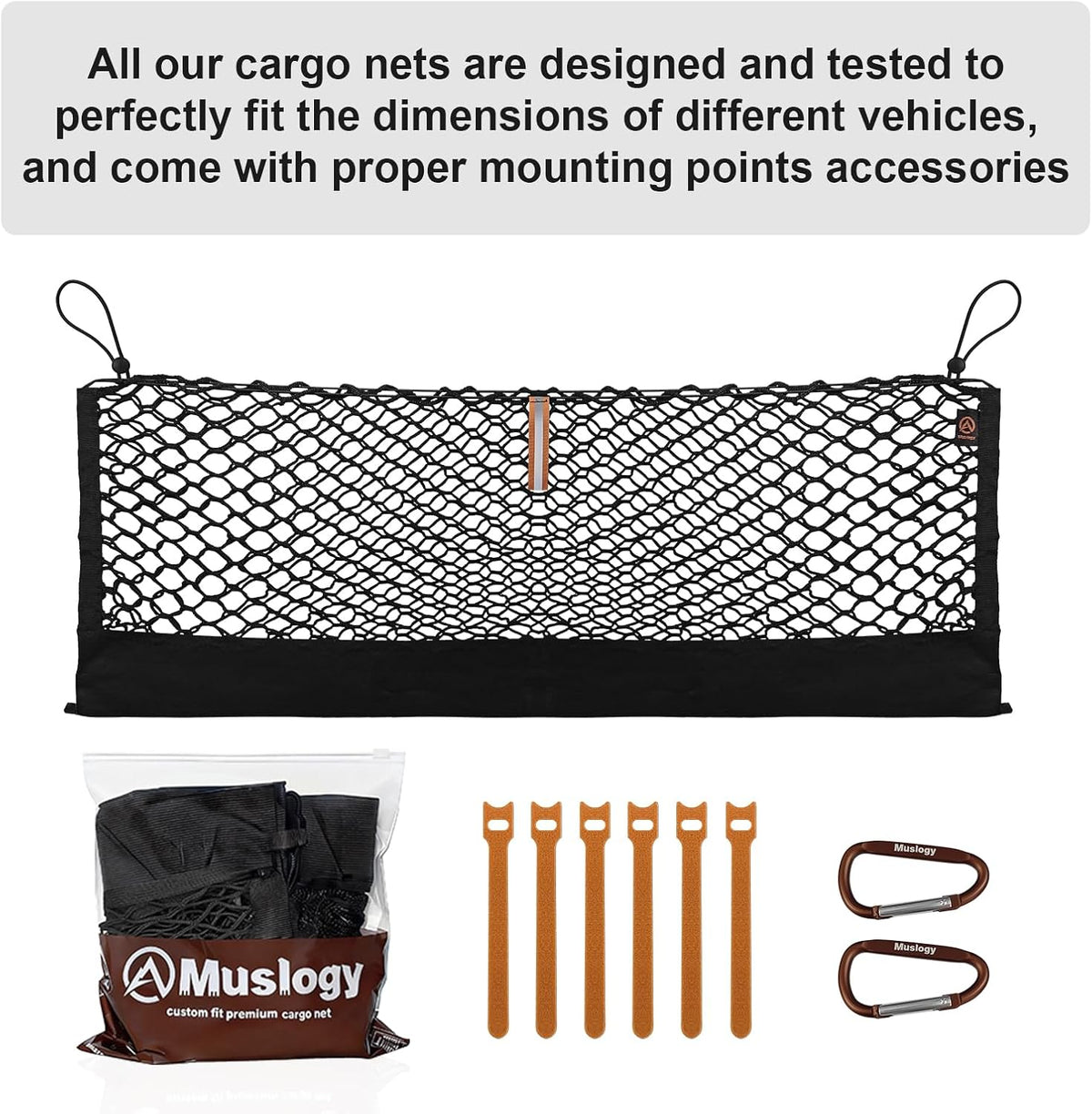 Muslogy Truck Bed Cargo Net Trunk Netting Compatible with 2023-2025 2026 Honda CR-V Accessories, Pickup Cargo Organizer SUV Sedan Storage Net w/Heavy Duty Carabiners - Colors B