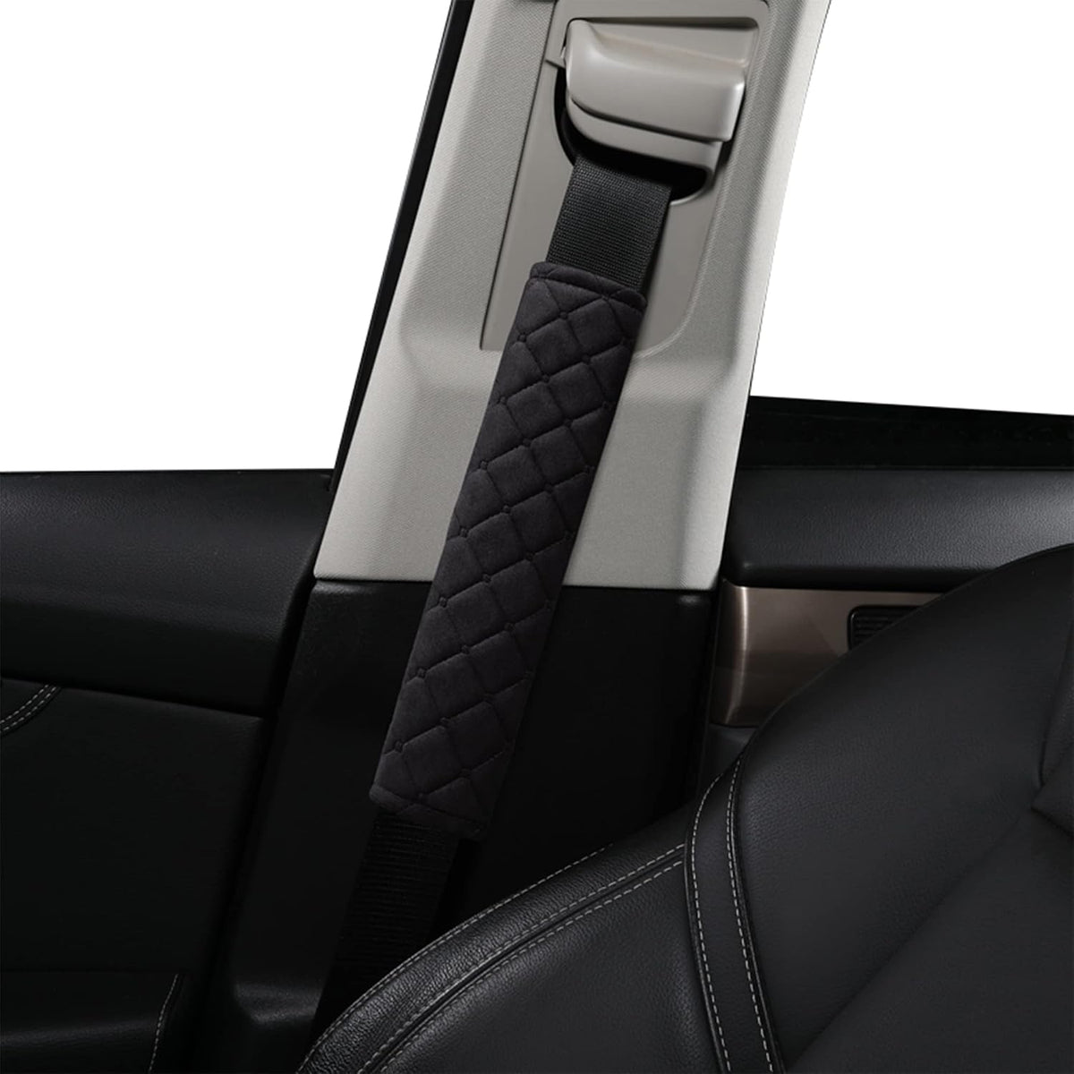 HighnessHwoo Extra Long Seatbelt Covers for Adults Kids Women & Men, Soft Car Seat Belt Strap Cushion for Sedan, SUV, Trucks, Shoulder Neck Chest Protector Pads, Auto Accessories, 1pc, Gray, 25.5in