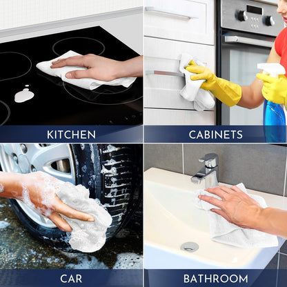 GLIMGLINT Black Microfiber Cleaning Cloth,150PK Reusable Cleaning Rags,Highly Absorbent Shop Rags Bulk,All-Purpose Car Cleaning Towels for TV Screen, Kitchen, Bathroom, Restaurant, Garage, 14"X12"