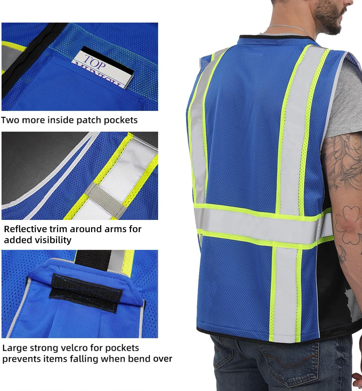 Dib Safety Reflective Mesh Vest ANSI Class 3, High Visibility with Pockets and Zipper, Made with 3M Reflective Tape, Yellow XL