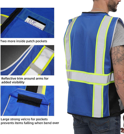 Dib Safety Reflective Mesh Vest ANSI Class 3, High Visibility with Pockets and Zipper, Made with 3M Reflective Tape, Yellow XL