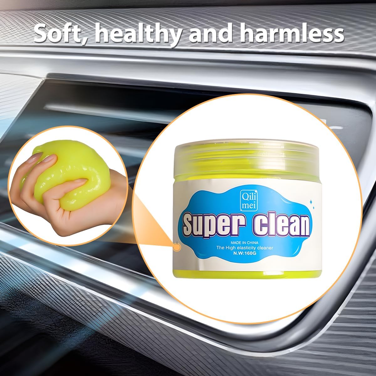 Car Cleaning Gel, Reusable Vehicle Air Vent Crevice Detailing Putty, Automotive Interior Detail Slime Cleaner Removal Tool Kit Accessories, Universal for SUV, Sedan, Truck (Blue)