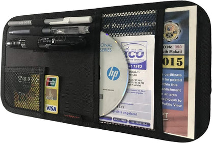 Car Sun Visor Organizer, Auto Visor Holder Interior Accessories Pocket Organizer - Car Registration Holder Document Storage Pouch Pen holder - Grey