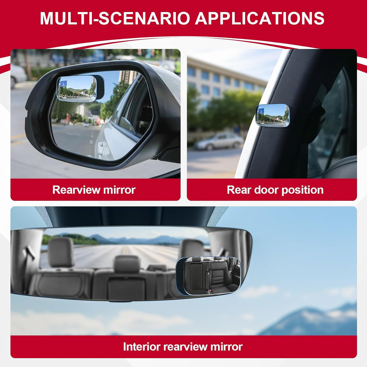LivTee Blind Spot Mirrors, HD Glass Frameless Convex Rear View Mirrors, Wide Angle Adjustable Stick for Side Mirror, Automotive Exterior Accessories for Car, SUV & Trucks, Pack of 2