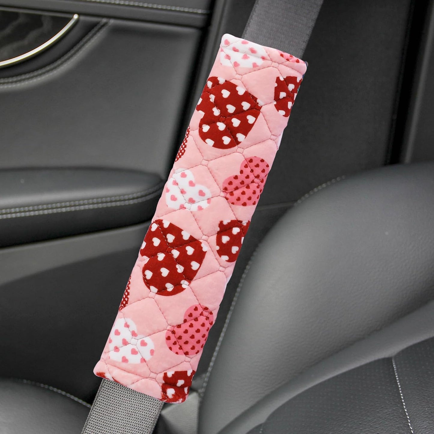 Amooca Soft Auto Seat Belt Cover Seatbelt Shoulder Pad 2 PCS for a More Comfortable Driving Compatible with All Cars and Backpack Black