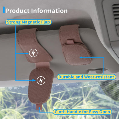 Yuoyar 2 Packs Magnetic Sunglass Holder for Car Visor (Grey) | Magnetic Interior Car Accessories