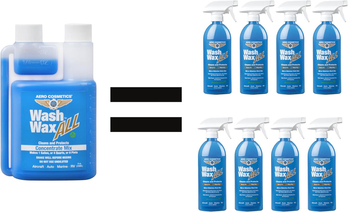 Wet or Waterless Car Wash Wax 128 Fl. oz, UV Protection. Cleans, Protects, and Shines. Aircraft Quality Just Spray On and Wipe Dry Anywhere, Anytime, Home, Office, School, Garage, Parking Lots.