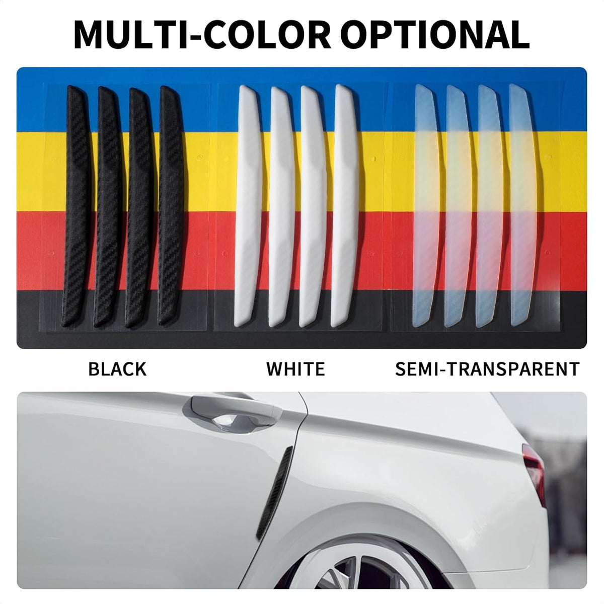 6 Inch 4Pcs 3D Carbon Fiber Texture Car Door Edge Protector Trim Strip Anti-Scratch and Anti-Collision Side Door Protectors Vehicle Exterior Accessories Sticker Black
