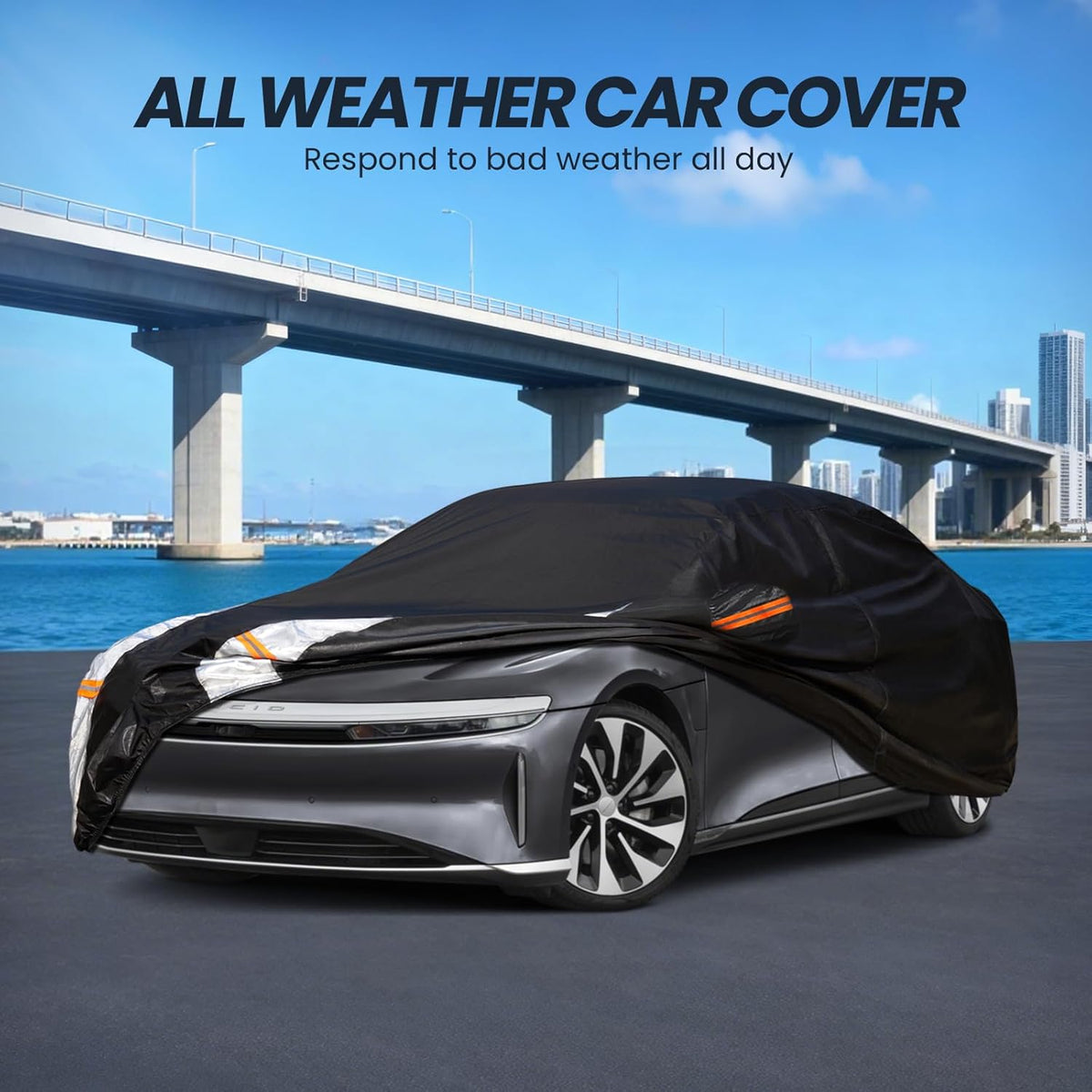 Large SUV Car Cover for Chevy Suburban 100% Waterproof All Weather, Heavy Duty Outdoor Full Exterior Covers Rain Sun Wind UV Protection. - Colors C