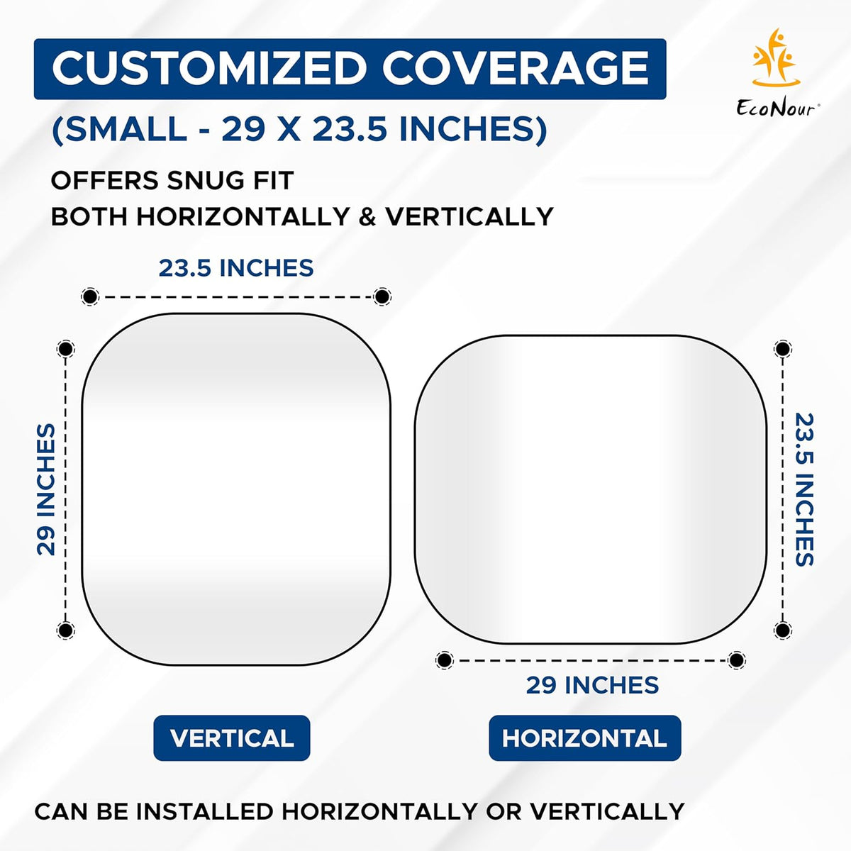 EcoNour 2 Piece Foldable Car Windshield Sun Shade – UV & Heat Protection, Interior Cooling, Durable Upgraded Design, Easy Fold, Front Window Sunshade - Medium (31" L x 28" W)
