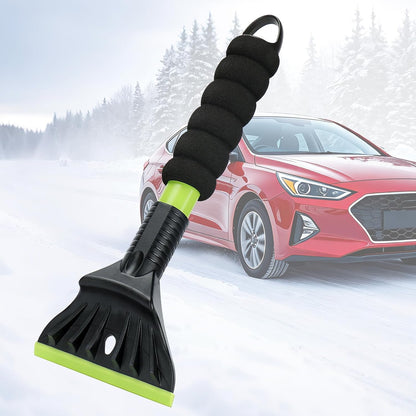 45.6" Ice Scraper and Snow Brush for Car Windshield [Silicone Bristles] ,3-in-1 Extendable Emergency Snow Shovel with Ergonomic Foam Grip and 360° Pivoting Brush Head for Christmas, Car Auto Truck SUV