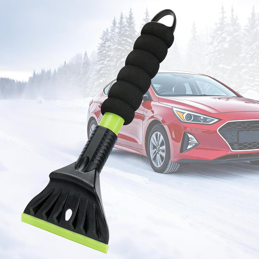 45.6" Ice Scraper and Snow Brush for Car Windshield [Silicone Bristles] ,3-in-1 Extendable Emergency Snow Shovel with Ergonomic Foam Grip and 360° Pivoting Brush Head for Christmas, Car Auto Truck SUV