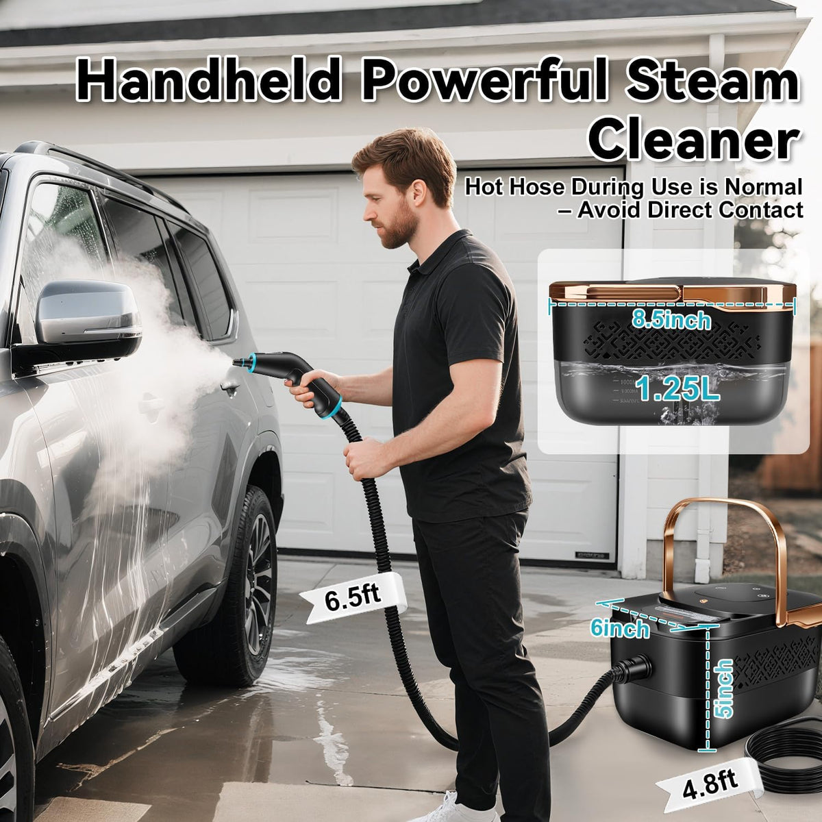 Steam Cleaner, 2500W Portable Handheld Steamer for Cleaning, Large Capacity Tank Pressurized Steam Cleaning Machine for Home, Car, Bathroom, Kitchen, Furniture, Grout, Floor, Tile