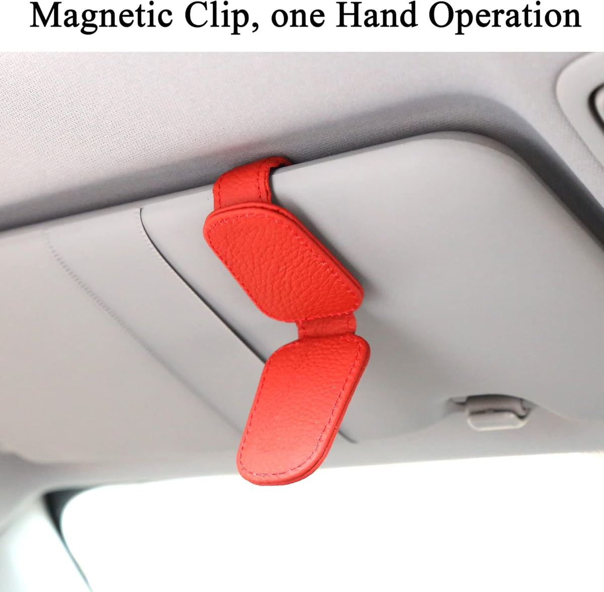 KIWEN Sunglasses Holders for Car Visor, Magnetic Leather Glasses Eyeglass Clip for Car, Ticket Card Clip Sunglasses Mount, Car Visor Accessories Gadgets (1, Black)