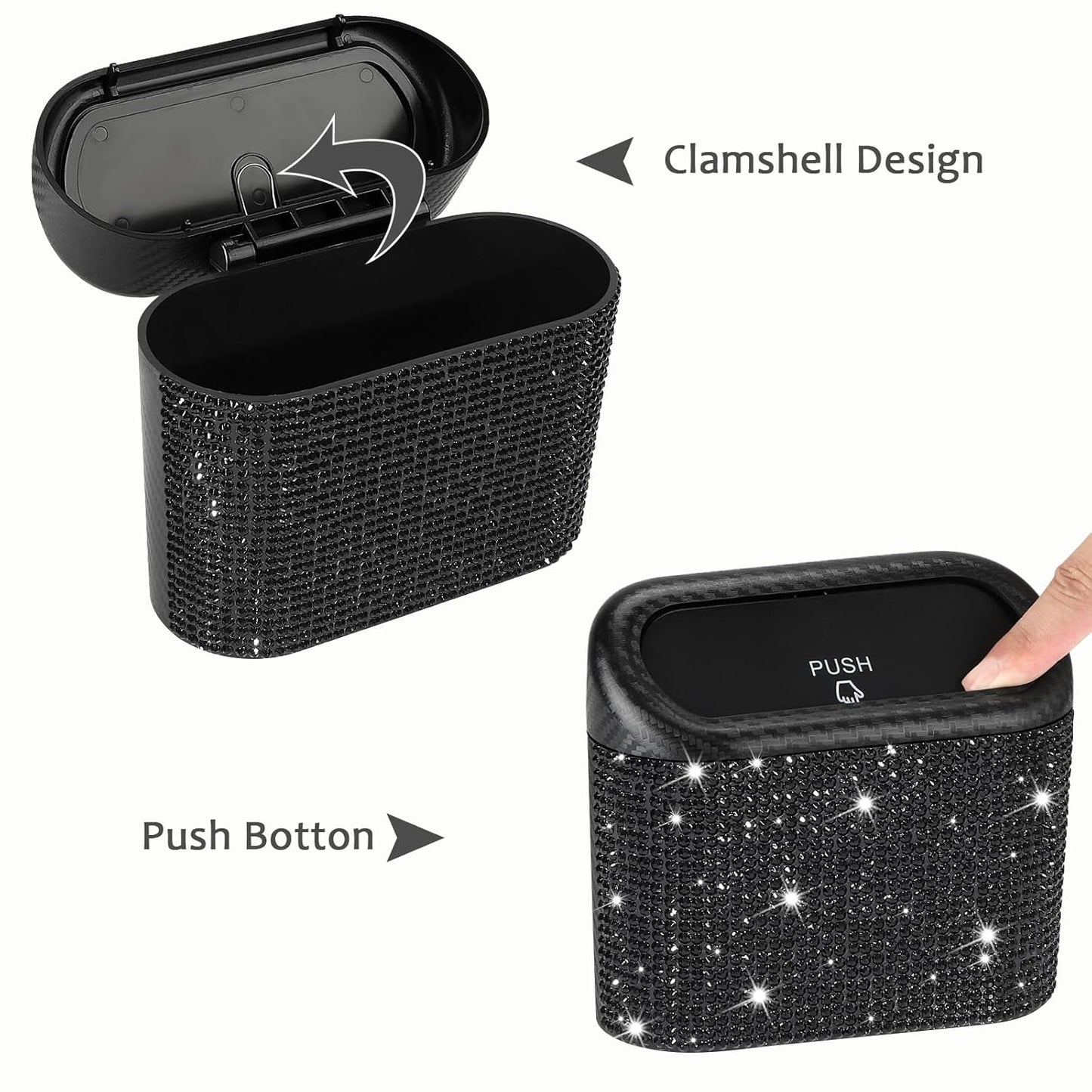 Accmor Car Trash Can with Lid, Leakproof Vehicle Garbage Organizer Holder Bin with 60 Pcs Trash Bags, Mini Auto Dustbin Interior Accessories Storage Container for SUV, Office, Home