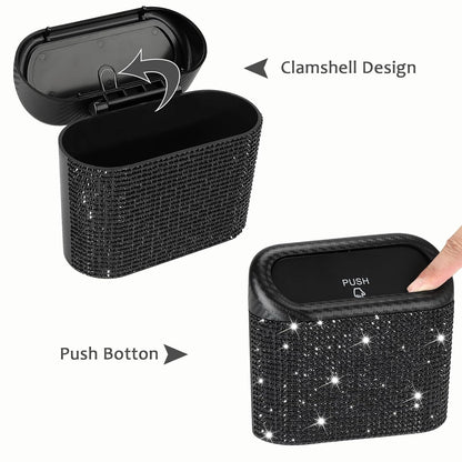 Accmor Car Trash Can with Lid, Leakproof Vehicle Garbage Organizer Holder Bin with 60 Pcs Trash Bags, Mini Auto Dustbin Interior Accessories Storage Container for SUV, Office, Home
