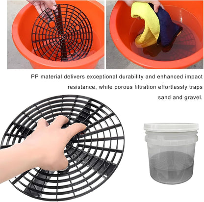 2 PCS Car Wash Bucket Insert, Auto Detail Grit Trap Wash Filter Removes Dirt & Debris, Dirt Guard Insert Fits 12-Inch Diameter or 3-5 Gallon Buckets for Car Detailing Cleaning (Black+Red)