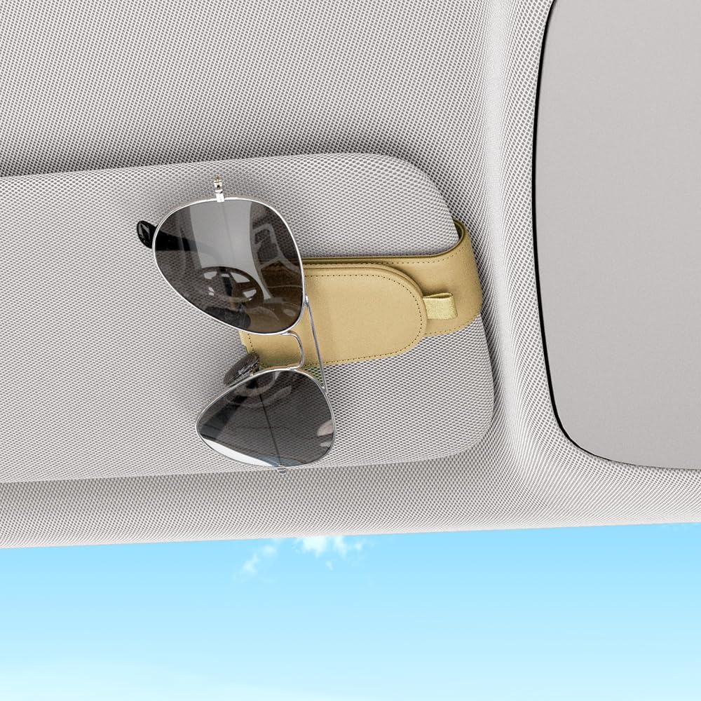 Sotfamily Sunglass Holder for Car Visor, Suede Cloth Magnetic Sunglass Organizer for Car Accessories, 2 Packs, Black
