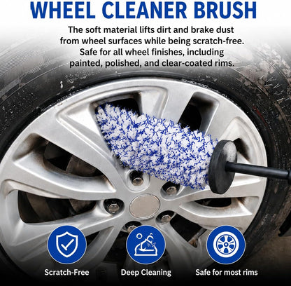 Microfiber Wheel Brush, Wheel Barrel Brush, Highly Water Absorption Rim Brushes for Cleaning Wheels, Tire and Car Detailing, Black