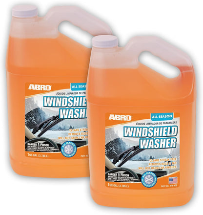 ABRO Windshield Washer Fluid Ready to Use Formula - 1 Gallon, Pre-Mixed, Streak-Free Cleanliness, 2-In-1 Removes Bugs & Tar