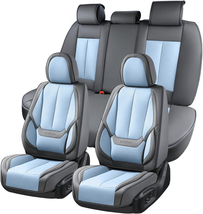 Coverado Seat Covers Full Set, Black Seat Covers for Cars 5 Seats, Car Seat Protector, Waterproof Nappa Leather Car Seat Cushion, Front and Rear Car Seat Cover Fit for Most Sedans SUV Pick-up Truck - Colors A