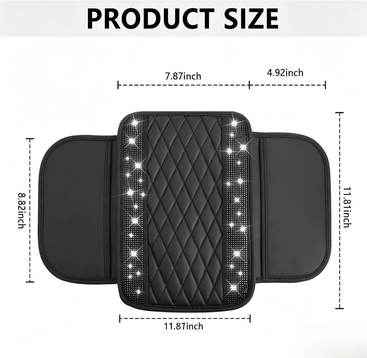 Stacool Upgraded Car Center Console Cover,Microfiber Leather Car Armrest Cover Cushion with 2 Storage Bags,Universal Car Armrest Storage Box (Black)