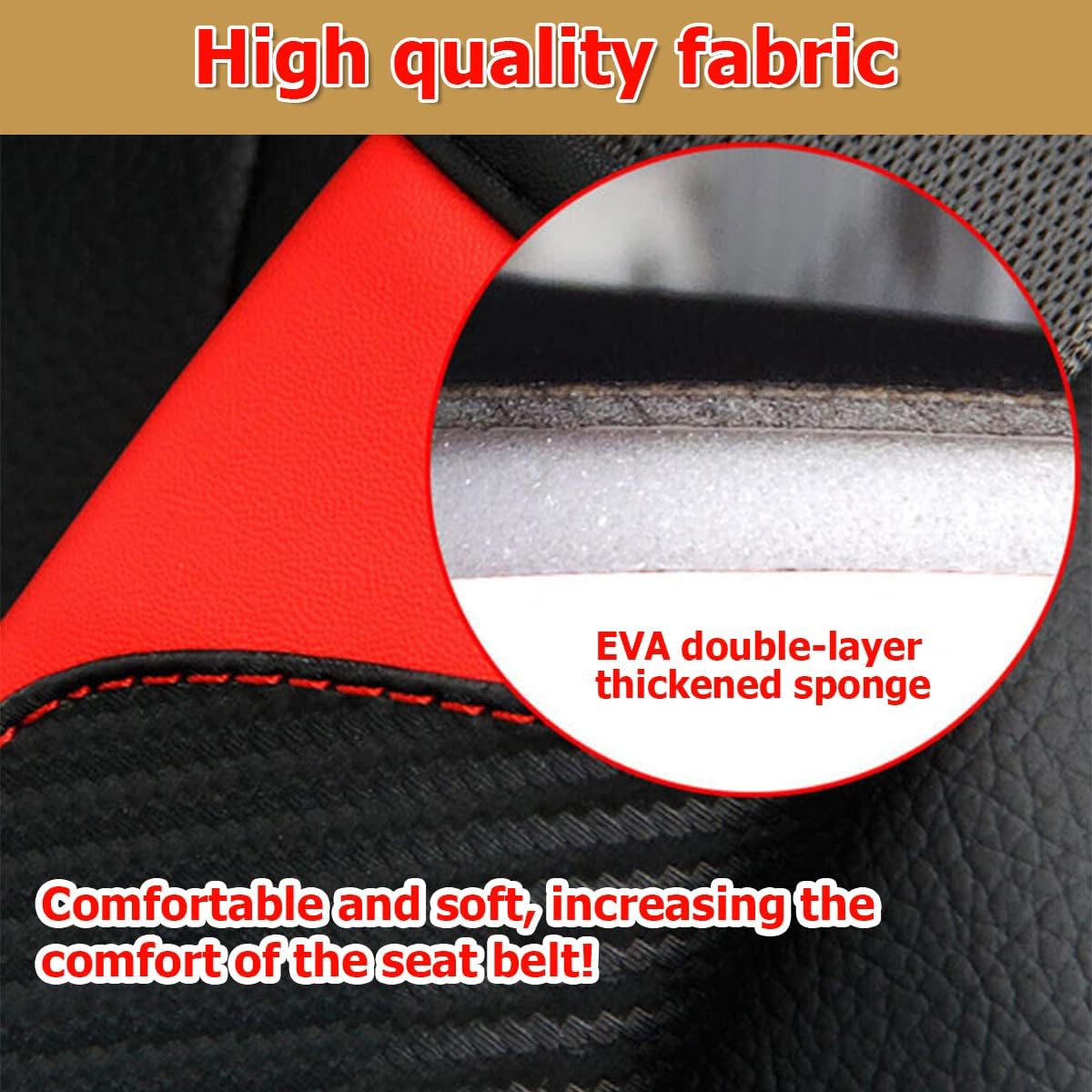 AUCELI 2PCS Car Seat Belt Cover, Carbon Fiber Seatbelt Shoulder Strap Covers, Breathable Leather Soft Harness Pad Protect Your Neck and Shoulder Compatible with Cars