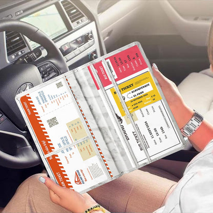 Car Registration and Insurance Card Holder - Leather Vehicle Glove Box Automobile Documents Paperwork Wallet Case Organizer for ID, Driver's License, Key, Cards - Car Accessories for Women&Men