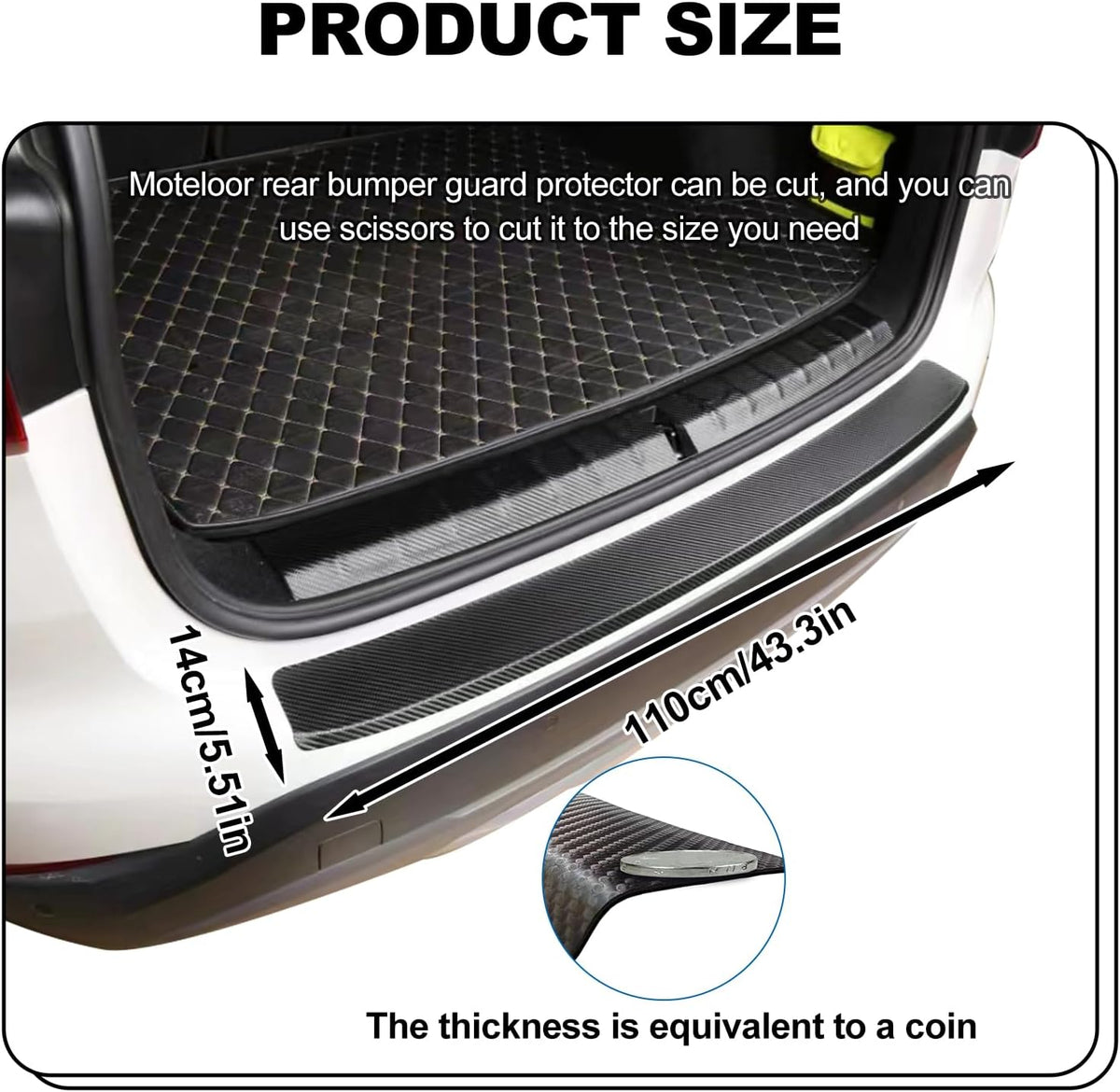 Soft & Bendable Rear Bumper Guard Protector 37.4" x 2.56" - Carbon Fiber Leather Anti-Scratch Strip for SUV/Trunk | Flexible But NOT Stretchable | Trim to Fit