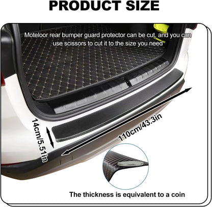 Soft & Bendable Rear Bumper Guard Protector 37.4" x 2.56" - Carbon Fiber Leather Anti-Scratch Strip for SUV/Trunk | Flexible But NOT Stretchable | Trim to Fit