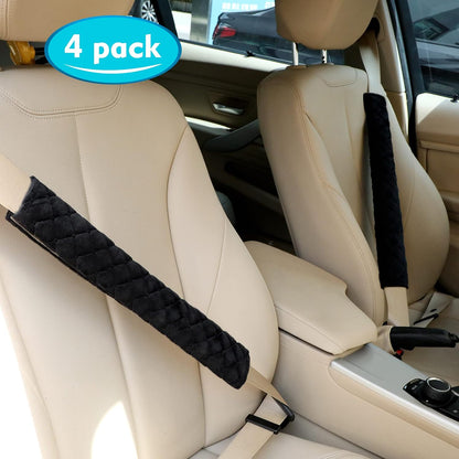 Tatuo 4 Pack Seat Belt Cover Extra Long Seat Belt Pads for Car Soft Comfort Shoulder Strap Covers Harness Pads Helps Protect Your Neck and Shoulder(10.6 Inch,Black)