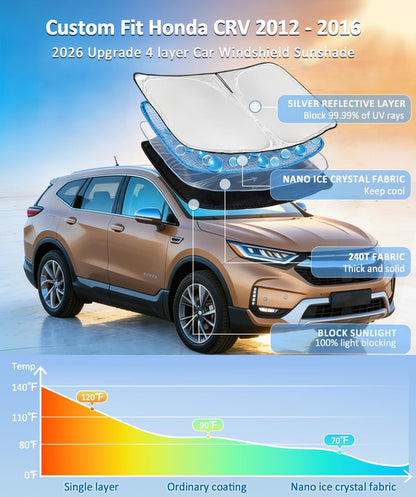 for Toyota Tacoma 2016-2023 2024 2025 2026 Sun Shade Sunshade Windshield Cover - 4 Layers Front Window Shade Custom Fit Tacoma 2Dr 4Dr Pickup Sun Visor 240T Shade Blocks UV Rays Car Accessories - Colors E