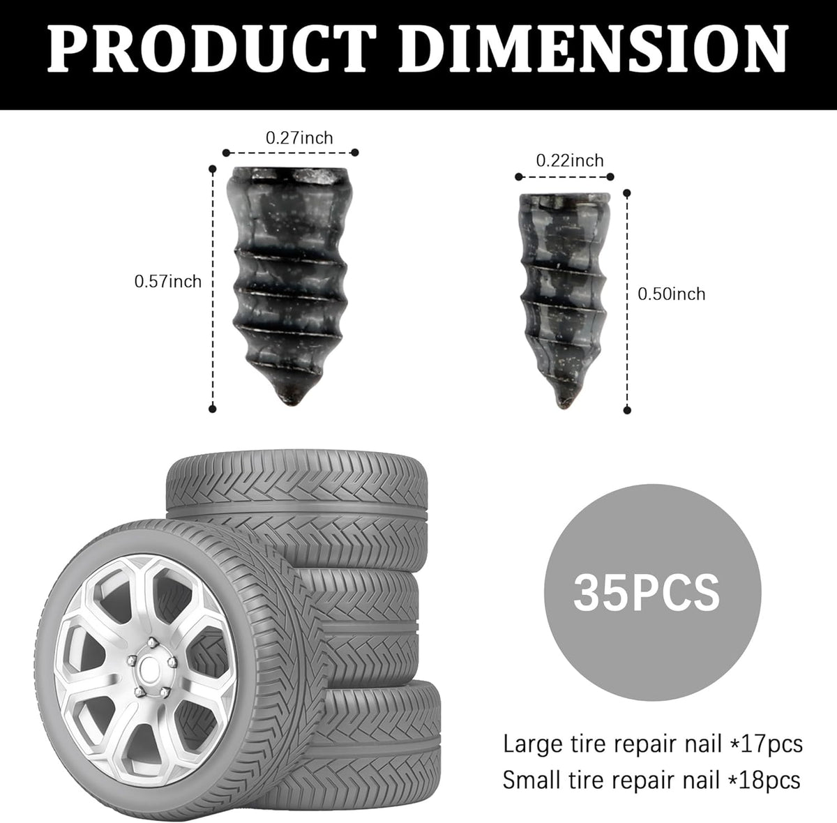 Salior 100PCS Tire Plug Kit with Screwdriver,Rubber Flat Tire Repair Kit for Fast Repair of Tire Punctures,Durable Car Tire Repair Kit Self-Service Repair Nails for Car Motorcycle Truck