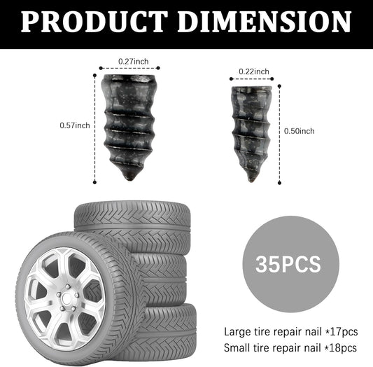 Salior 100PCS Tire Plug Kit with Screwdriver,Rubber Flat Tire Repair Kit for Fast Repair of Tire Punctures,Durable Car Tire Repair Kit Self-Service Repair Nails for Car Motorcycle Truck