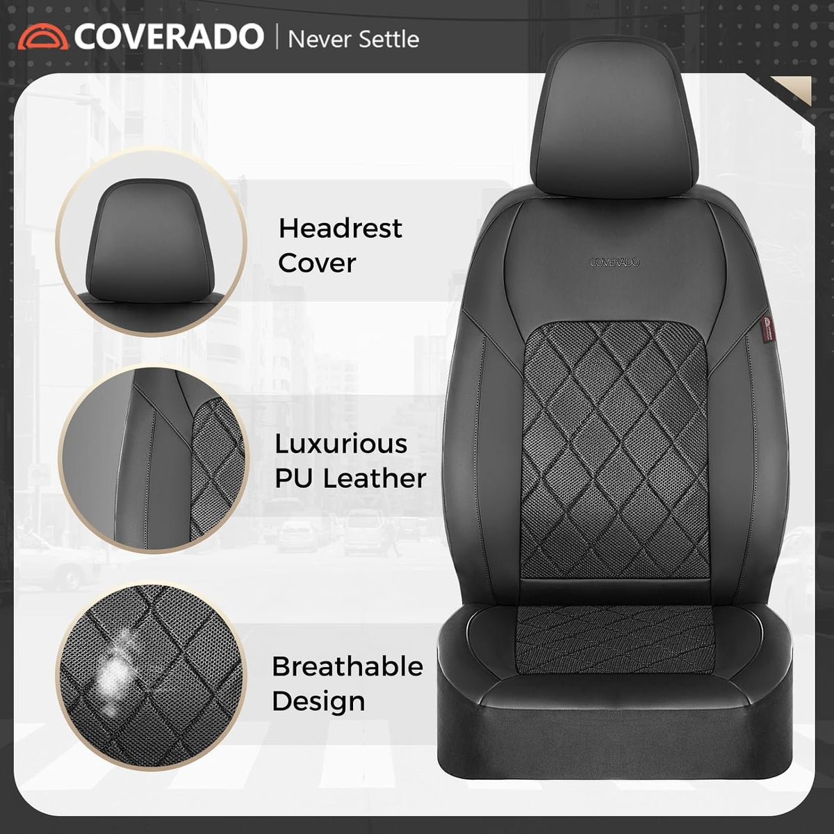 Coverado Car Seat Covers, Seat Covers Full Set, 5 Seats Automotive Seat Cover, Mesh Breathable Seat Protectors, Universal Fit for Most Cars