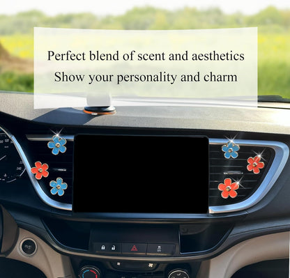 ORIESSE 6pcs Flowers Car Air Freshener Vent Clips Purple White Daisy Air Vent Clip Car Accessories for Women 3.3cm/3cm Flower Vehicle Interior Decor Refillable Diffuser