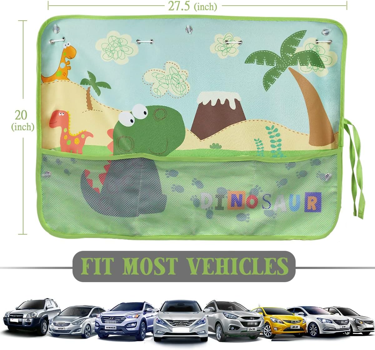 Car Sun Shade Side Window, 2 Pcs Blackout Car Window Shade for Baby Privacy with Storage Net Pockets Auto Curtains 7 Suction Cups for Heat/UV Protection Sun Block Covers